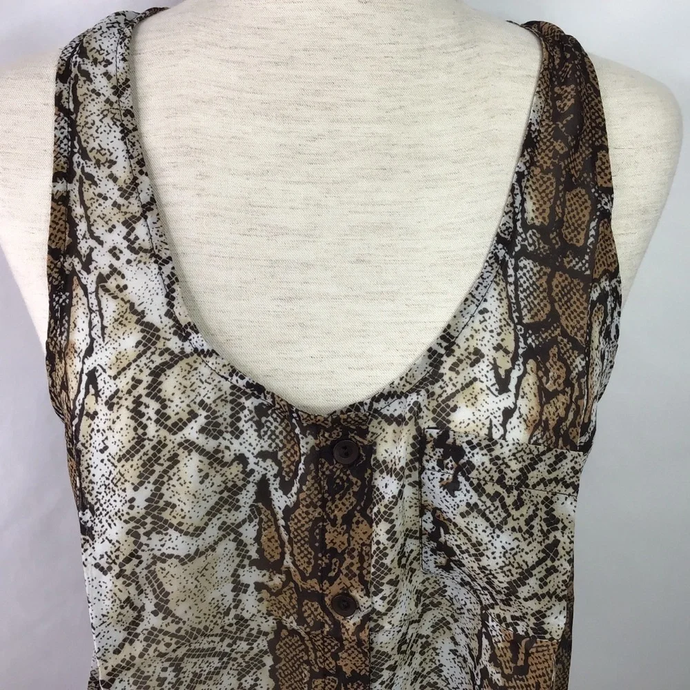 Nwot Timing Tank Top Size Small Crop Snakeskin Animal Print Black Brown - Picture 2 of 10